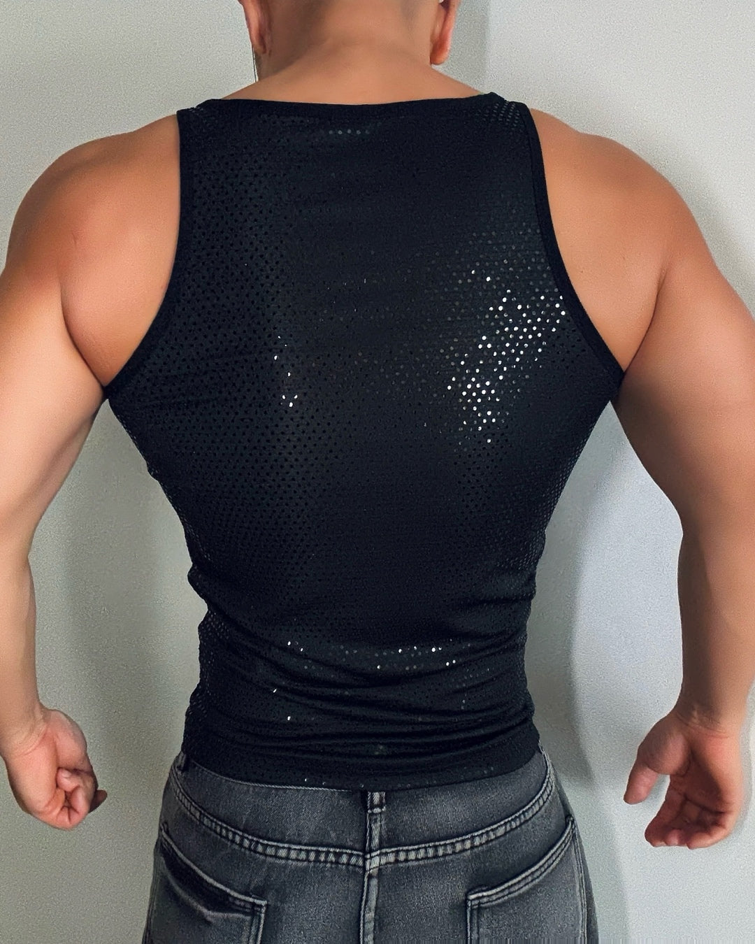 Sequined Elastic Tank Top