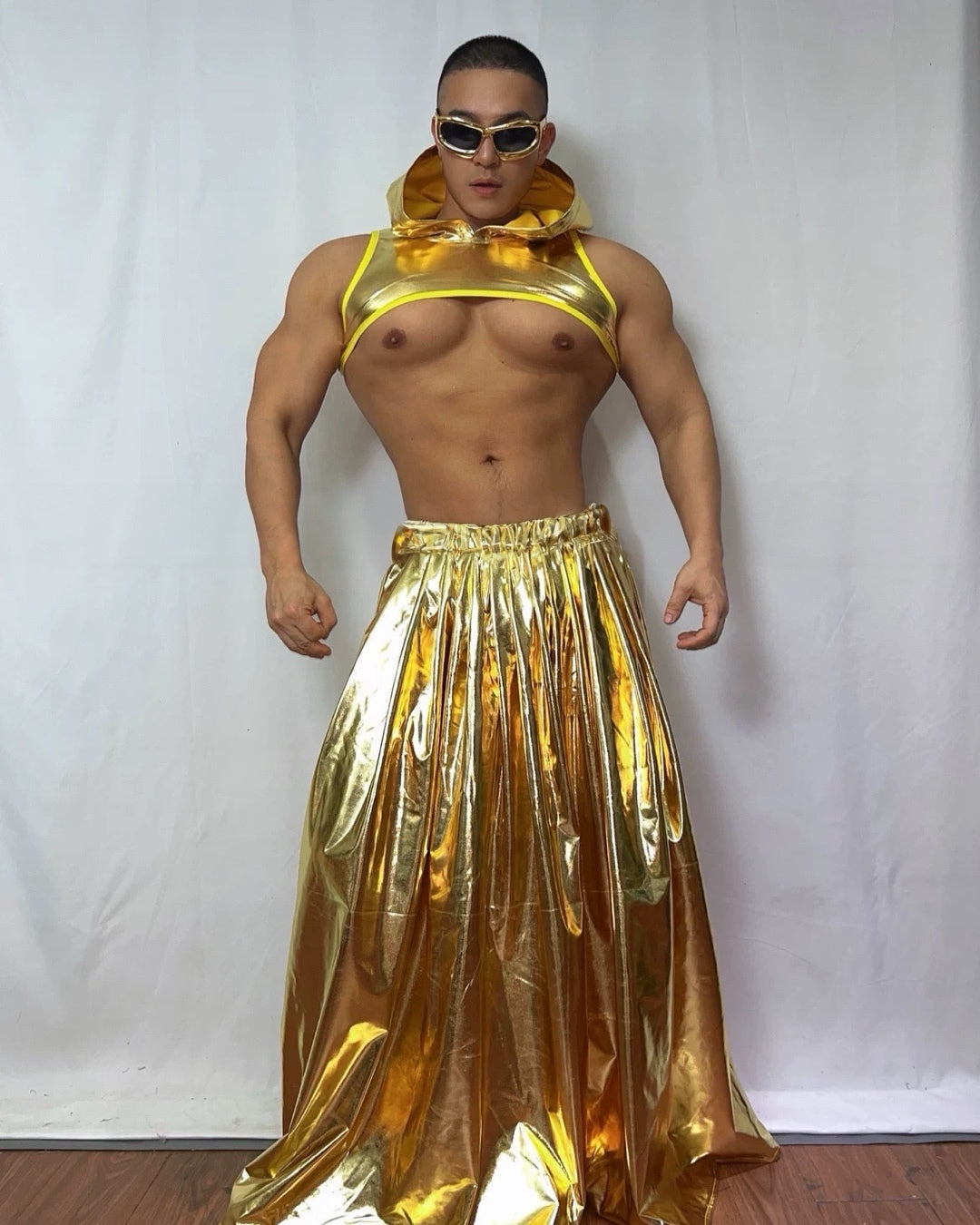 Gogo Men Gold Techno Costume