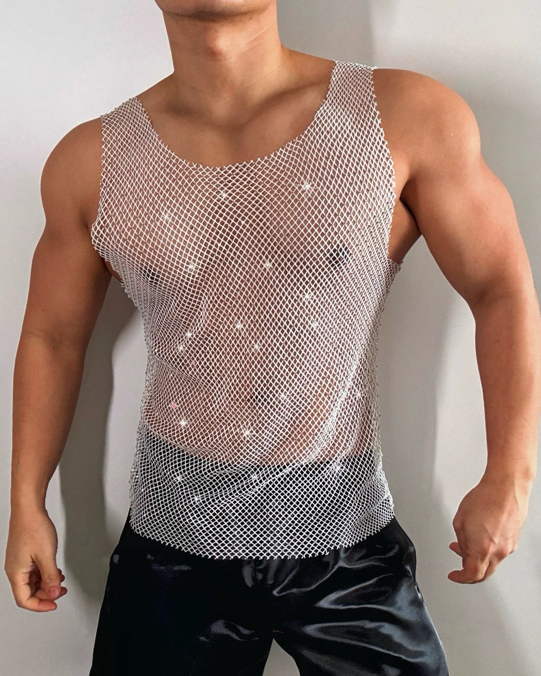 Rhinestone Mesh Tank Top
