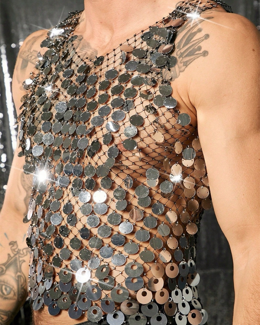 Large Sequined Rhinestone Top for Men