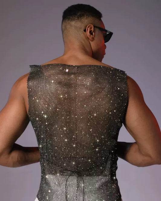 Sparkling Rhinestone Mesh Jacket
