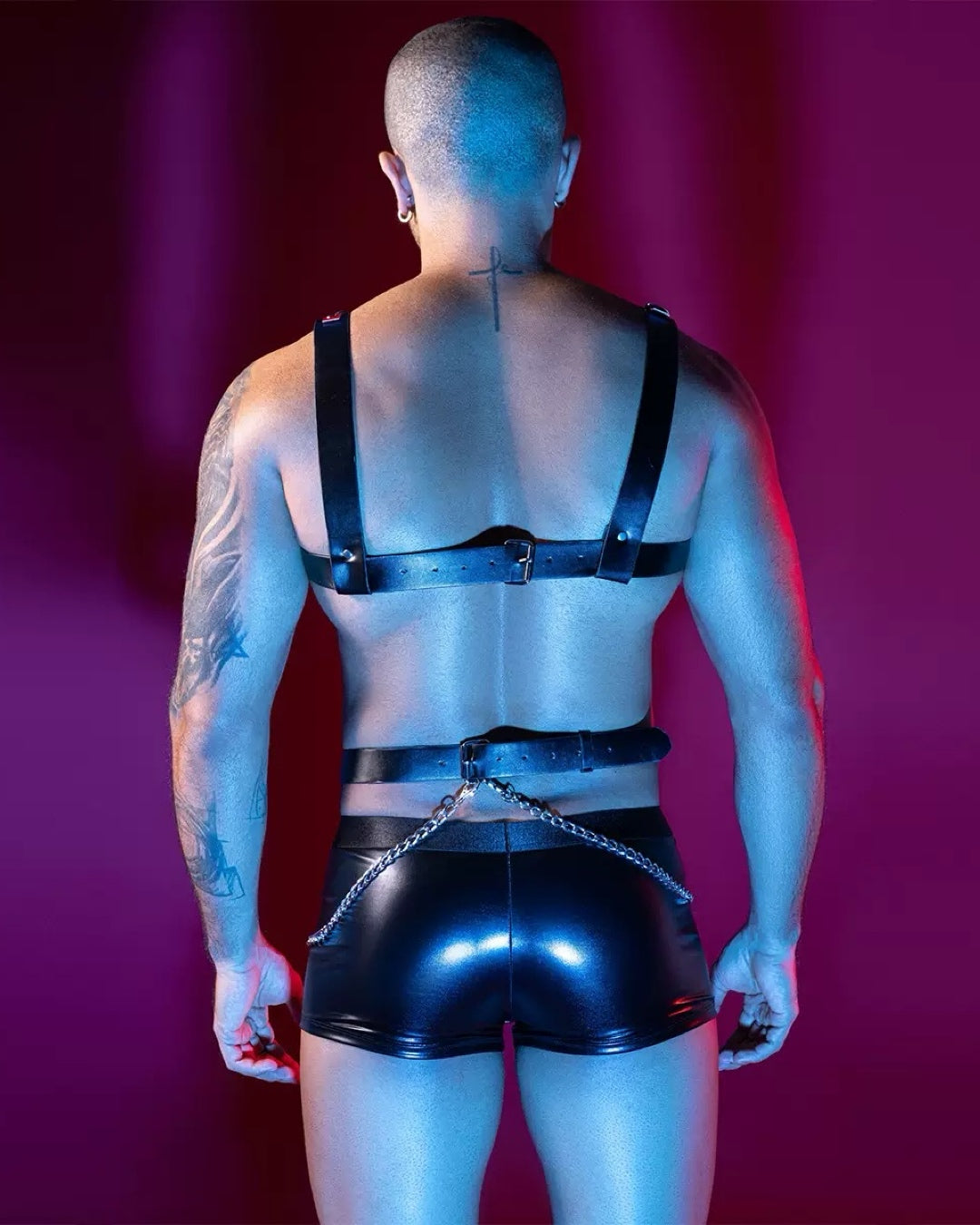 Uniform Tempting Inferno Red Leather Chain Harness & Boxer Pack