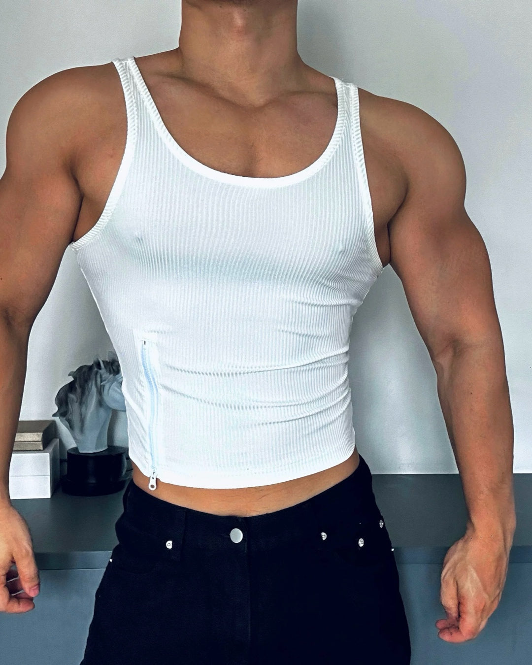 Side Show Zipper Crop Tank Top