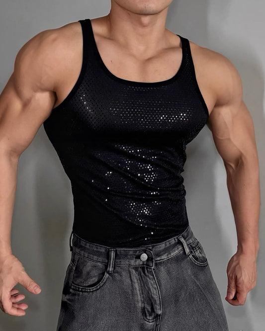 Sequined Elastic Tank Top