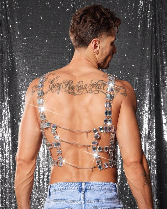 Heavy Rhinestone Metal Top for Men