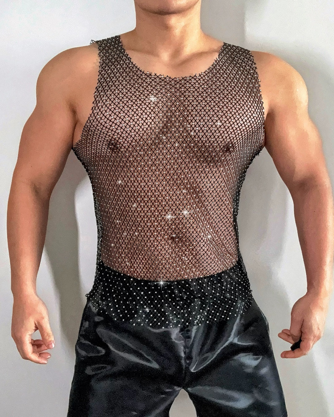 Rhinestone Mesh Tank Top