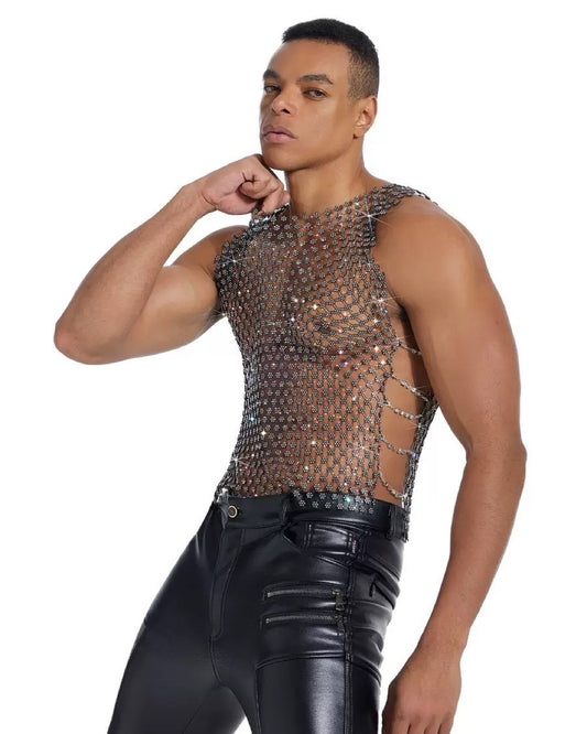Rhinestone Flora Top for Men