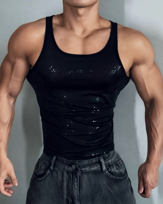 Sequined Elastic Tank Top