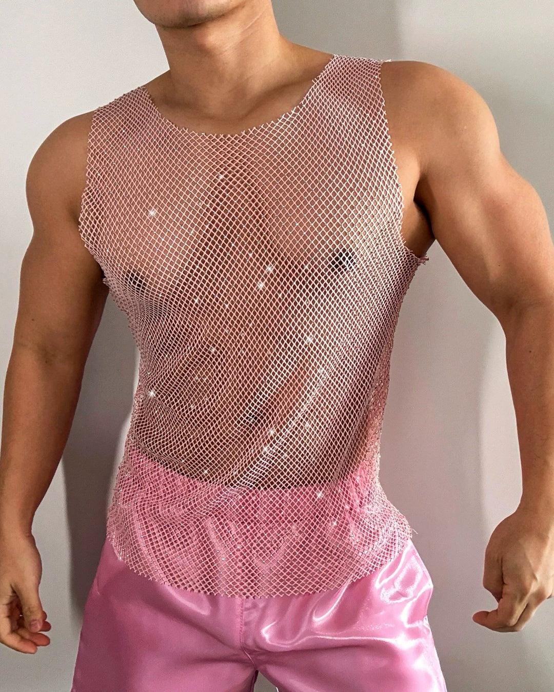 Rhinestone Mesh Tank Top