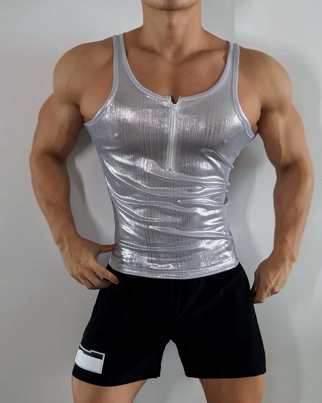 Retro Silver Zipper Tank Top