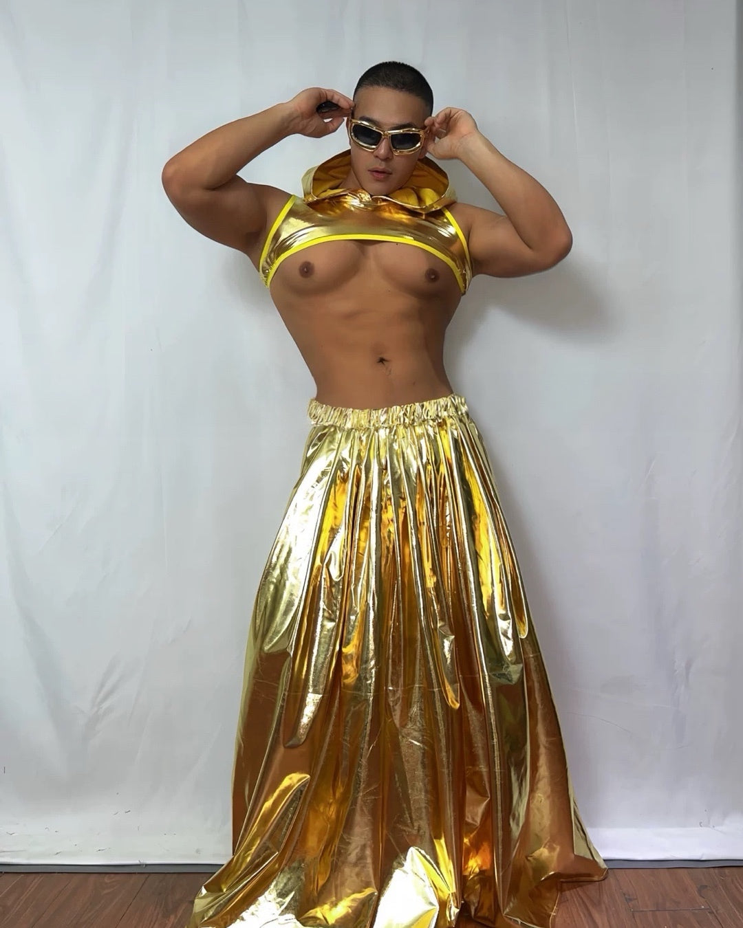 Gogo Men Gold Techno Costume