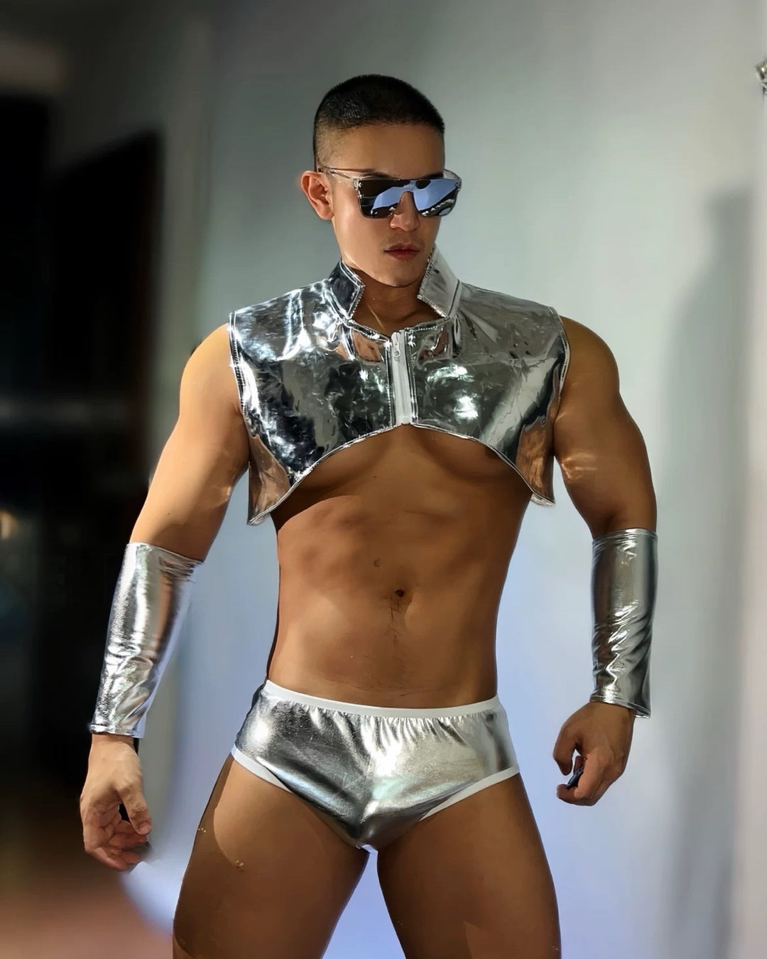 Gogo Men Mirror Silver Costume