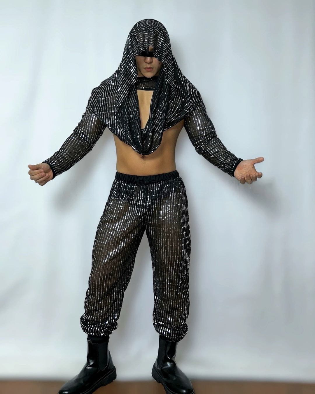 Gogo Men Sequined Hoodie Costume