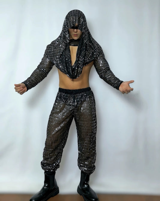 Gogo Men Sequined Hoodie Costume