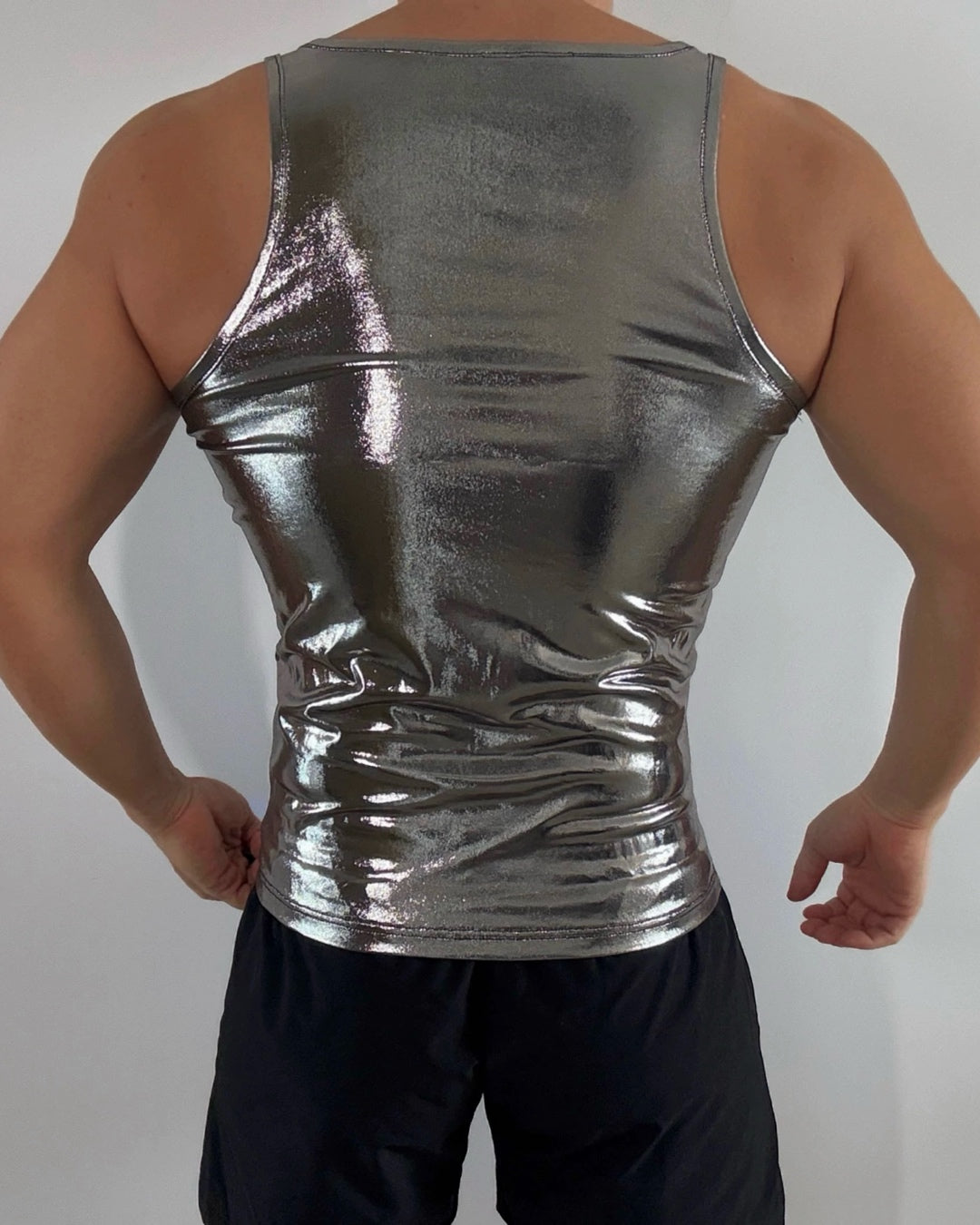 Liquid Silver Full Zipper Tank Top
