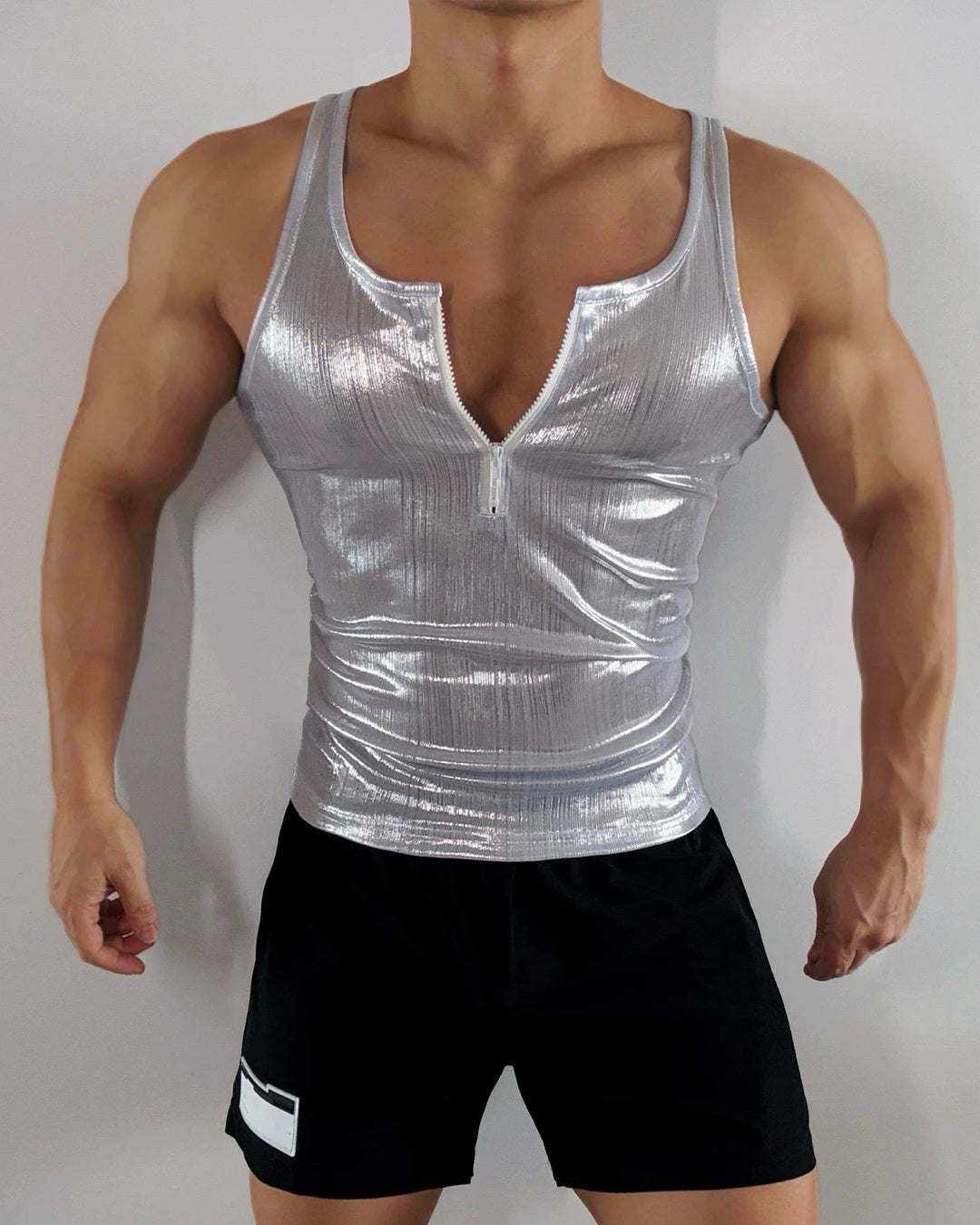 Retro Silver Zipper Tank Top