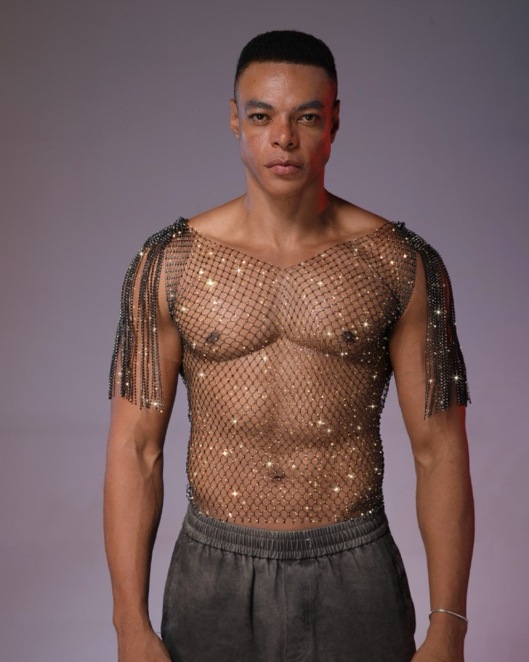 Rhinestone Tassel Vest for Men