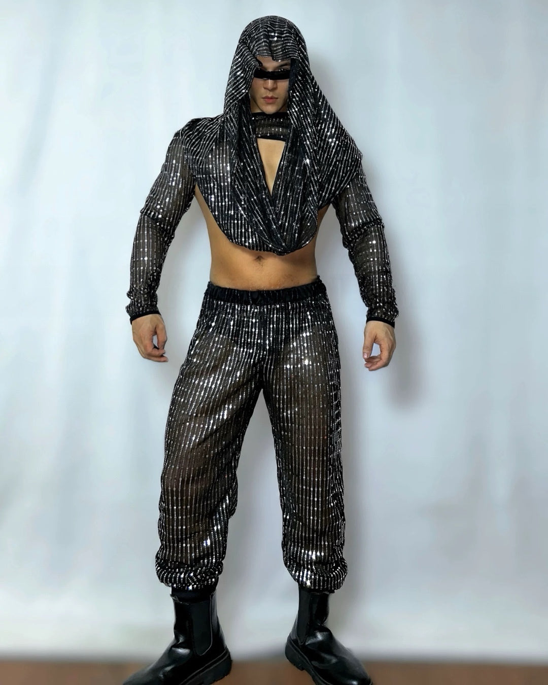 Gogo Men Sequined Hoodie Costume