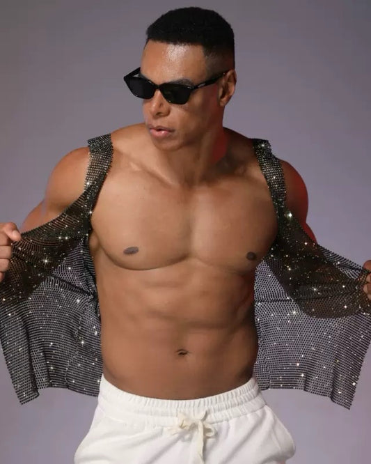 Sparkling Rhinestone Mesh Jacket