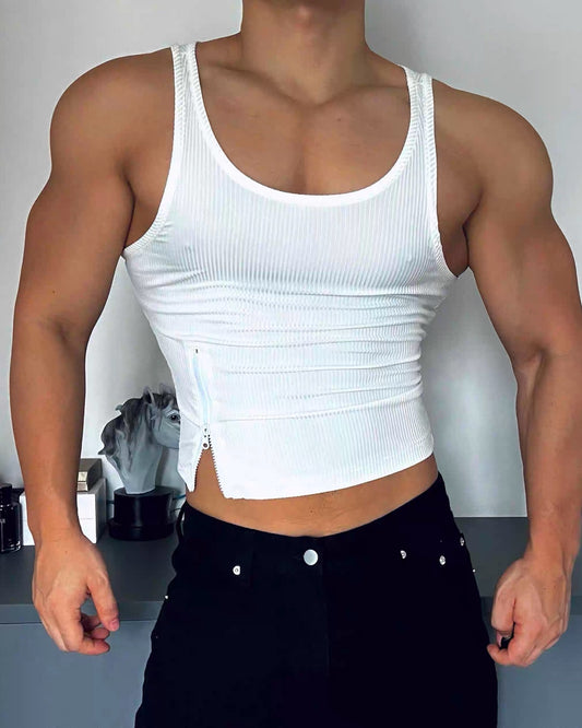 Side Show Zipper Crop Tank Top