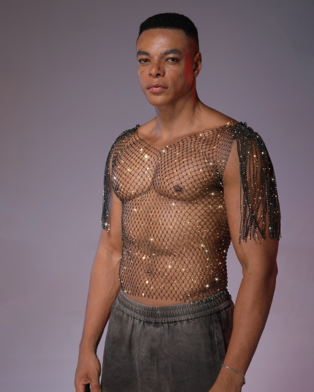 Rhinestone Tassel Vest for Men